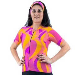 Camisa de Ciclismo Feminina Márcio May Funny Sun Island Foto com Modelo Frente