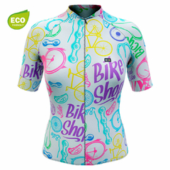 Camisa de Ciclismo Feminina Marcio May Funny Colored Bicycles Frente