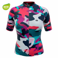 Camisa de Ciclismo Feminina Márcio May Funny Colorfull Camouflaged Frente