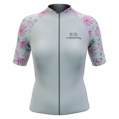 Camisa de Ciclismo Feminina Sport Marcio May Pink Triangles Natu Frente
