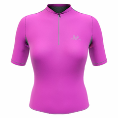 Camisa de Ciclismo Feminina Márcio May Light Plets/Cinza Frente