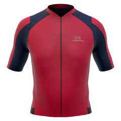 Camisa de Ciclismo Márcio May Race Vermelha / Azul Frente