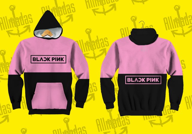 Moletom com bolso e capuz - BlackPink Names Duo Colors