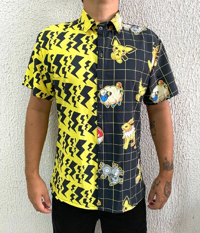 Camisa de botão - Pokemons elétricos tipo agua desenho geek anime gamer nerd