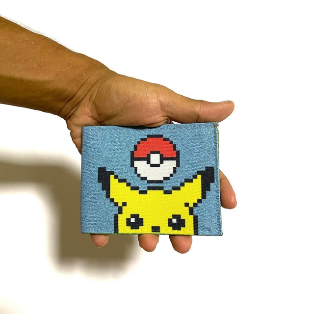 Carteira slim - pokemon pixel pikachu desenho anime nerd geek pokebola