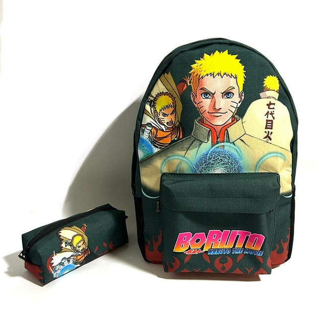 Kit mochila e estojo grande padrão escolar Naruto uzumaki versão