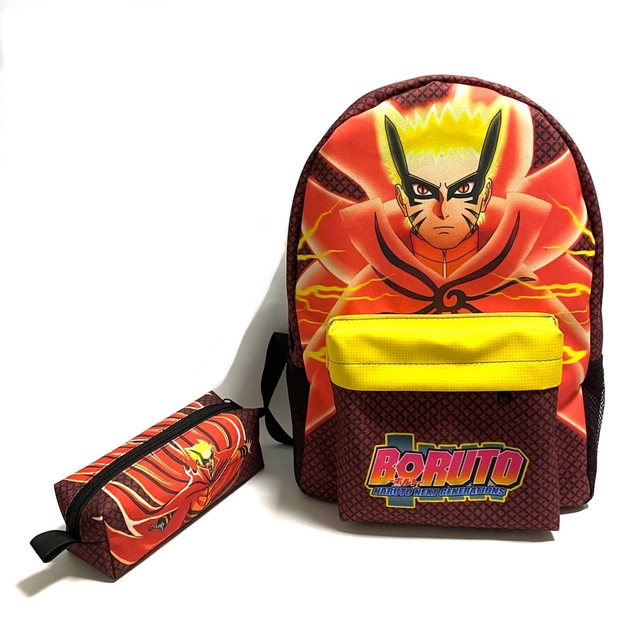 Kit mochila e estojo - Sasuke Uchiha desenho anime naruto tamanho grande  padrão escolar e viagem