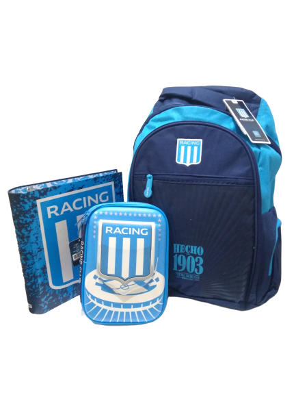 Combo Escolar racing mochila 18 pulg carpeta cartuchera 1