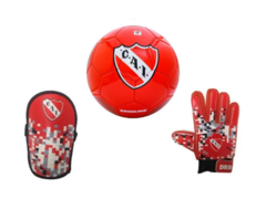 Combo Futbol Independiente Pelota + Guantes + Canillera