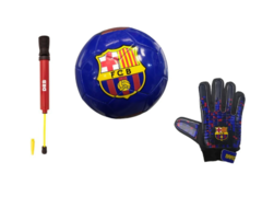 Combo barcelona! pelota n 5+inflador+guantes de arquero - comprar online