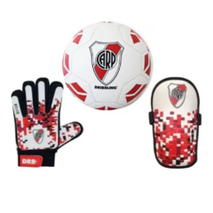 COMBO FUTBOL RIVER PELOTA NRO.3+ CANILLERA+ GUANTES