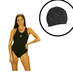 Malla Enteriza Mujer Buen Nado Negro 301 +GORRO LYCRA