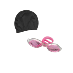 COMBO NATACIÓN NIÑO! Gorra Lycra Negra + Lente Hydro Rosa