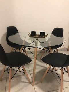 MESA EAMES REDONDA DE VIDRIO 1,00M - DecoHome