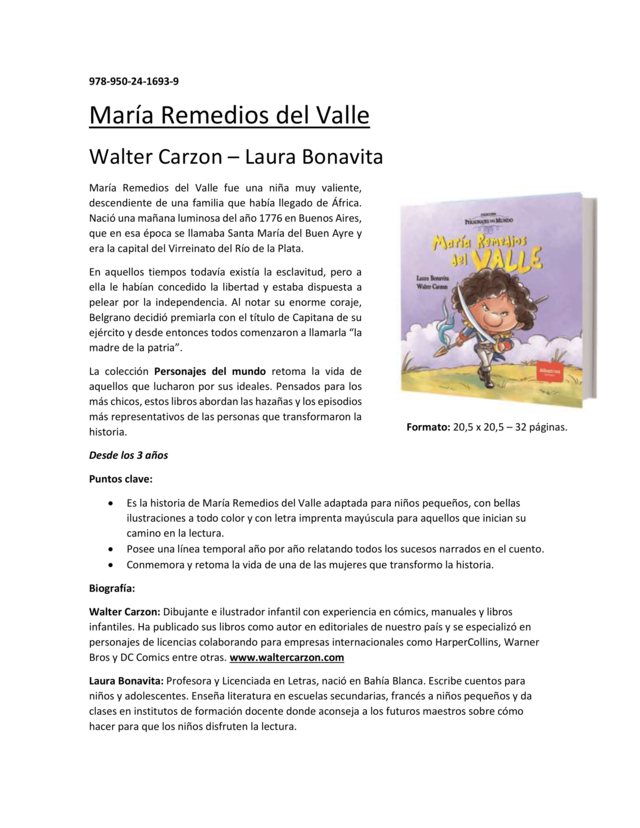 María Remedios Del Valle - Carzon, Bonavita - comprar online