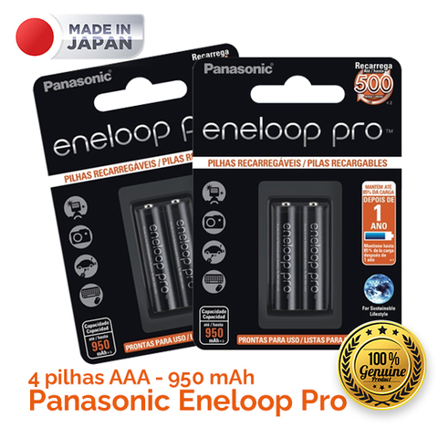 Pilha Recarregável Panasonic Eneloop Pro AAA 950mAh (4 unidades)