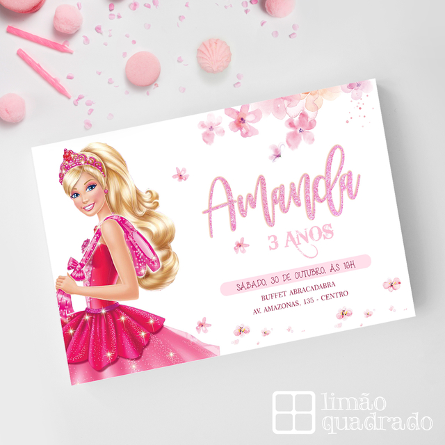 Criar convite de aniversário - Convite Barbie