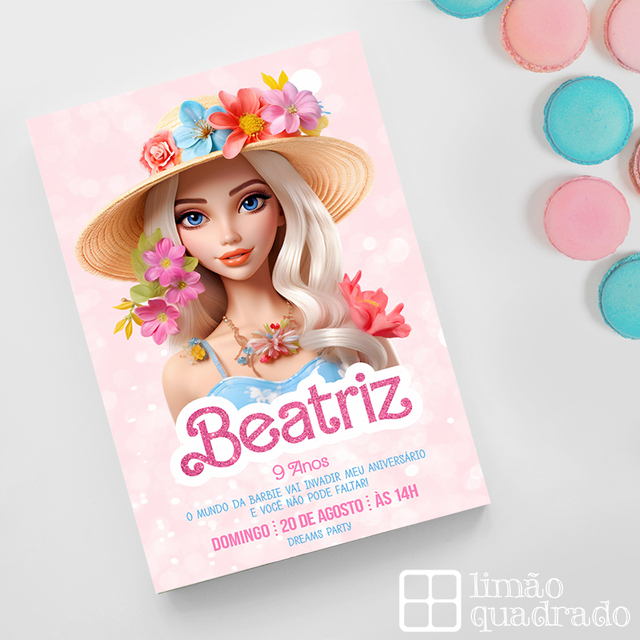 Convite Digital de Aniversário para Whatsapp Barbie