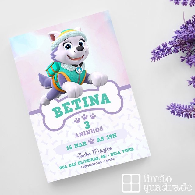 Convite de aniversário para editar, tema Patrulha Canina em 2023   Aniversário patrulha canina, Convites digitais, Convite de aniversário