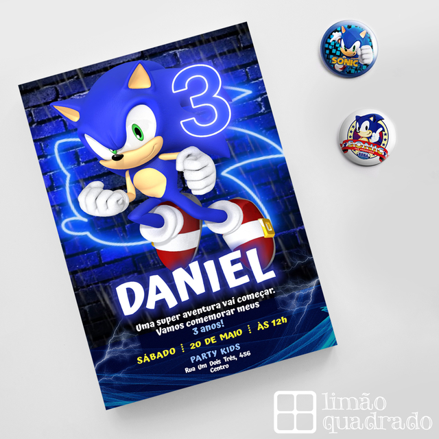 Convite de Aniversário do Sonic – Modelos de Convite