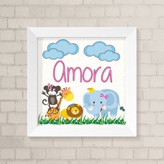 Quadro com Nome Safari Menina