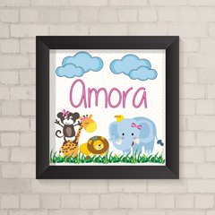 Quadro com Nome Safari Menina - comprar online