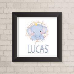 Quadro com Nome Elefantinho Aquarela - comprar online