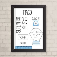 Quadro Nascimento Menino Minimalista - comprar online