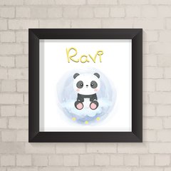 Quadro com Nome Panda Aquarela Menino - comprar online