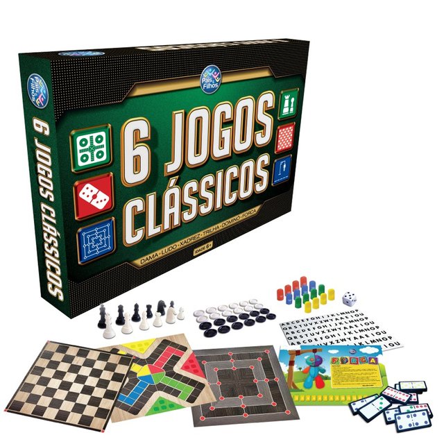 Jogo Pais e Filhos 6 Jogos Clássicos Dama Xadrez Ludo e Mais