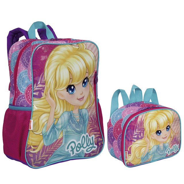 Kit Mochila G Polly Pocket 19M Costas + Lancheira Original