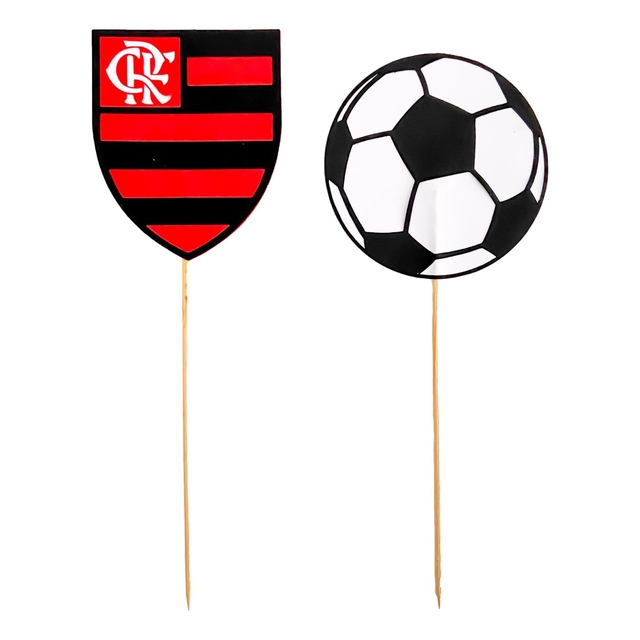 Topo para bolo Festa Flamengo - 4 Unidades