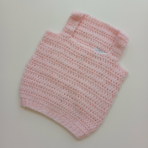Chaleco tejido lana Rosa T.12 meses