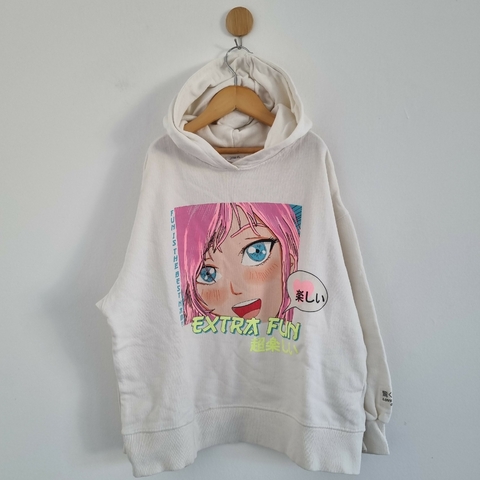 Buzo Zara T.11-12 años Anime bco capucha rustico *detalle