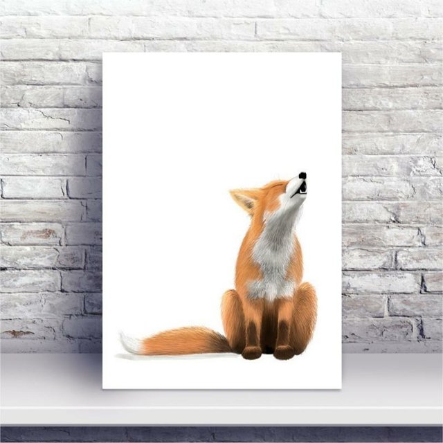 Placa decorativa infantil desenho animal raposa vermelha