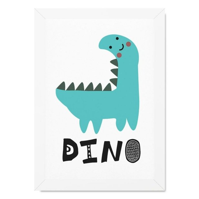 Quadro infantil desenho dinossauro azul DINO