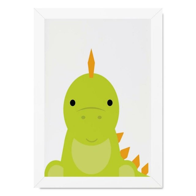 Quadro infantil desenho dinossauro verde - Conspecto