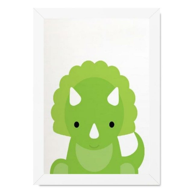 Quadro infantil desenho filhote dinossauro verde dino bebe