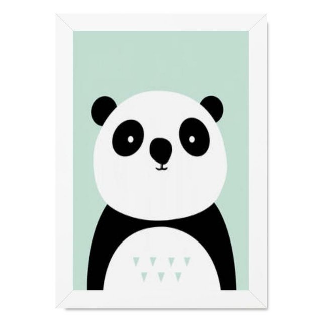 Panda Desenho Animais Roxo Infantil Quadro Canvas 120x80cm