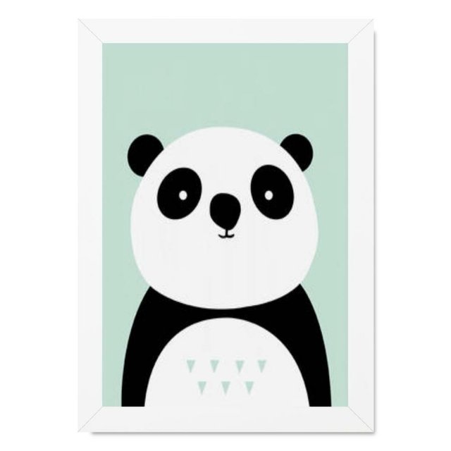 Quadro Infantil Desenho Panda Fundo Verde