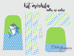 kit tecido mochila tubarao