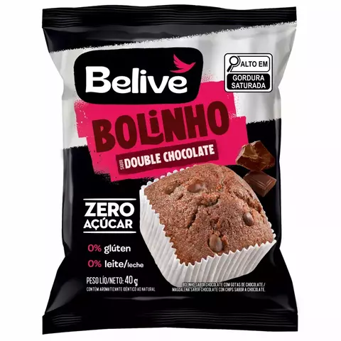 BOLINHO DOUBLE CHOCOLATE S/ AÇÚCAR GLÚTEN E LACTOSE | 40g | BELIVE