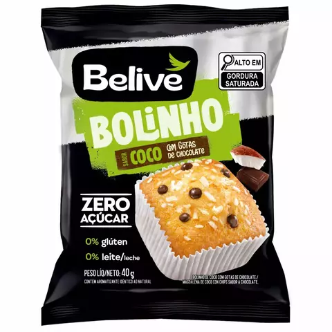BOLINHO COCO C/ GOTAS DE CHOCOLATE S/ GLÚTEN S/ LACTOSE | 40G | BELIVE