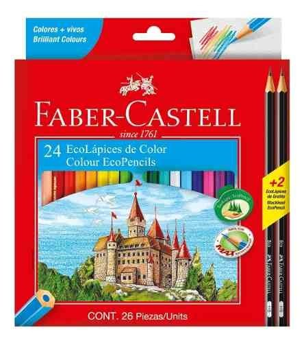 Lápices De Colores Faber Castell X24 Ecolápiz + 2 Grafitos