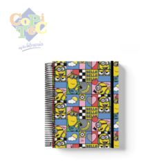 CUADERNO FW 16X21 MINIONS RAYADO CON ELASTICO