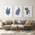 Quadro Decorativo - trio: folhagem azul