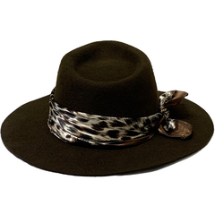 Imagen de Sombrero Australiano Fieltro Pañuelo Leopardo