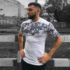 Remera Compresión Rashguard CamoTec (Blanca/Negro) - comprar online