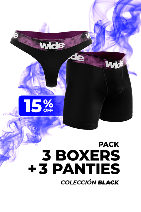 3 BOXERS + 3 PANTIES 15%OFF! [Colección Black]