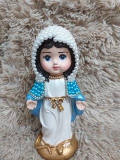 Nossa Senhora das Graças Baby com pérolas - 20 cm - Azul - Mandaluhz - Artigos de Luxo